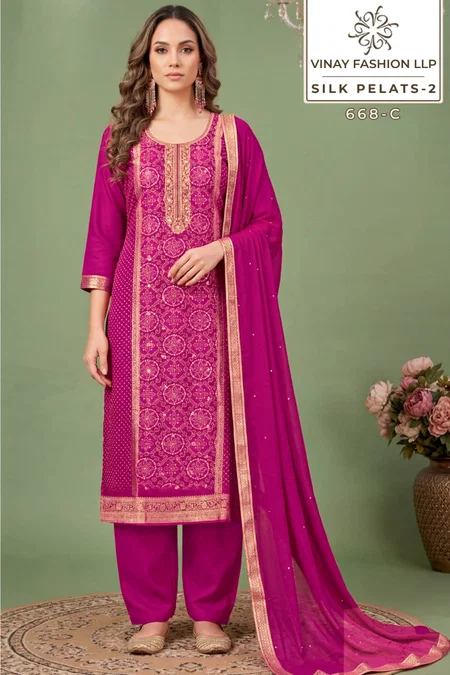 Silk Petals Vol 2 By Vinay Russian Silk Designer Salwar Suits Wholesalers In Surat